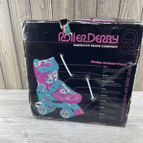 Roller Derby Girls Skates Size 12-2 (Adjustable Sizes) Mermaid Pink Green - Picture 8 of 16